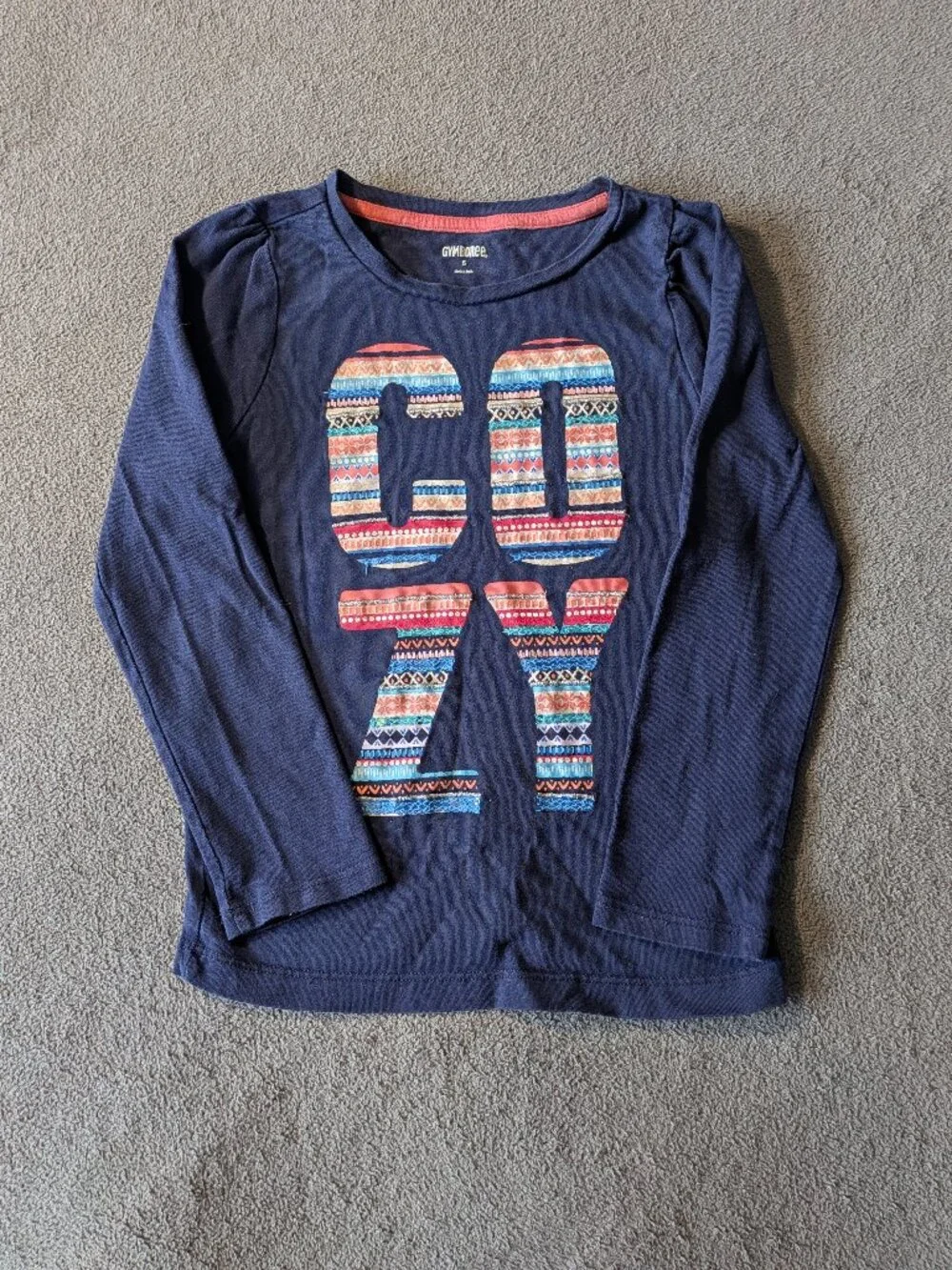 Gymboree Girls Size 5 Cozy Long Sleeve Top Embroidered Fair Isle Letters
